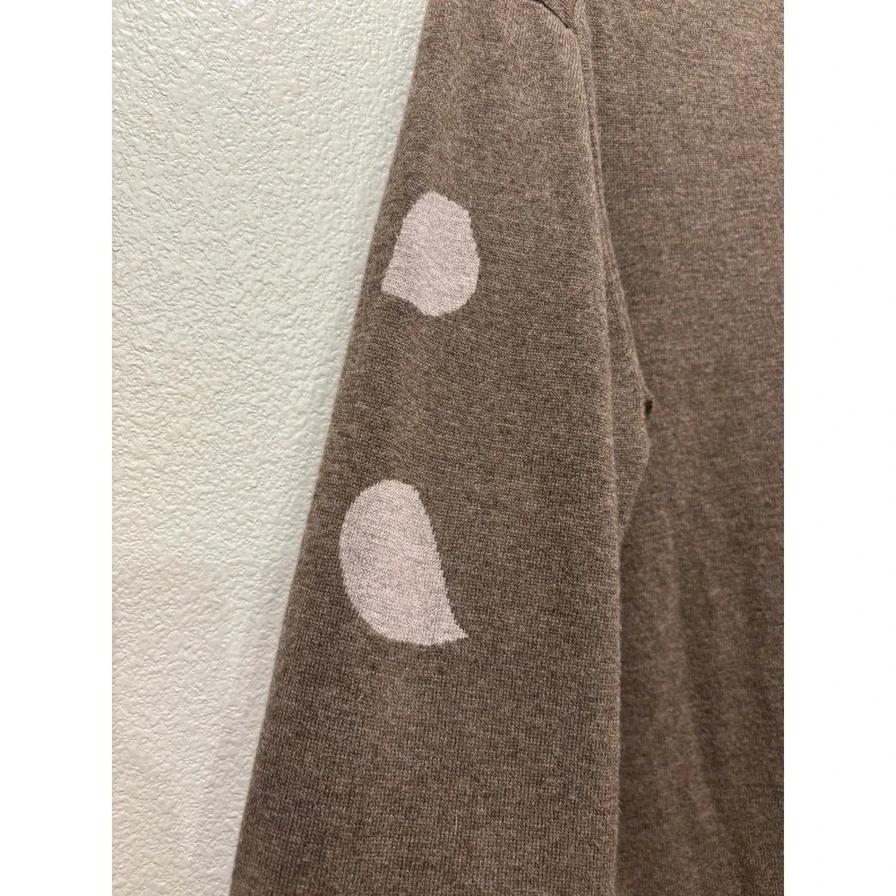 Mansted Denmark Merino Wool Cotton Floral Intarsia Sweater Brown Womens Large